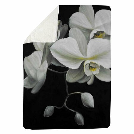 BEGIN HOME DECOR 60 x 80 in. White Orchids-Sherpa Fleece Blanket 5545-6080-FL131